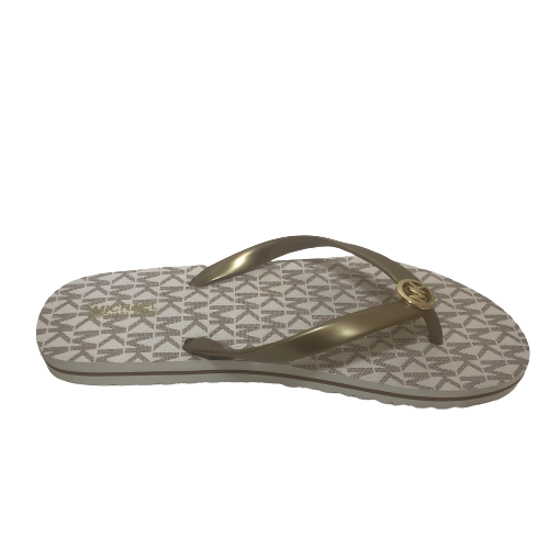 Michael Kors Vanilla & Gold Eva Flip Flops | Brand New |