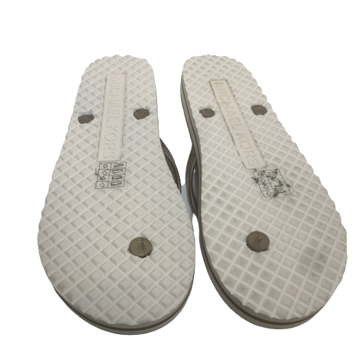 Michael Kors Vanilla & Gold Eva Flip Flops | Brand New |
