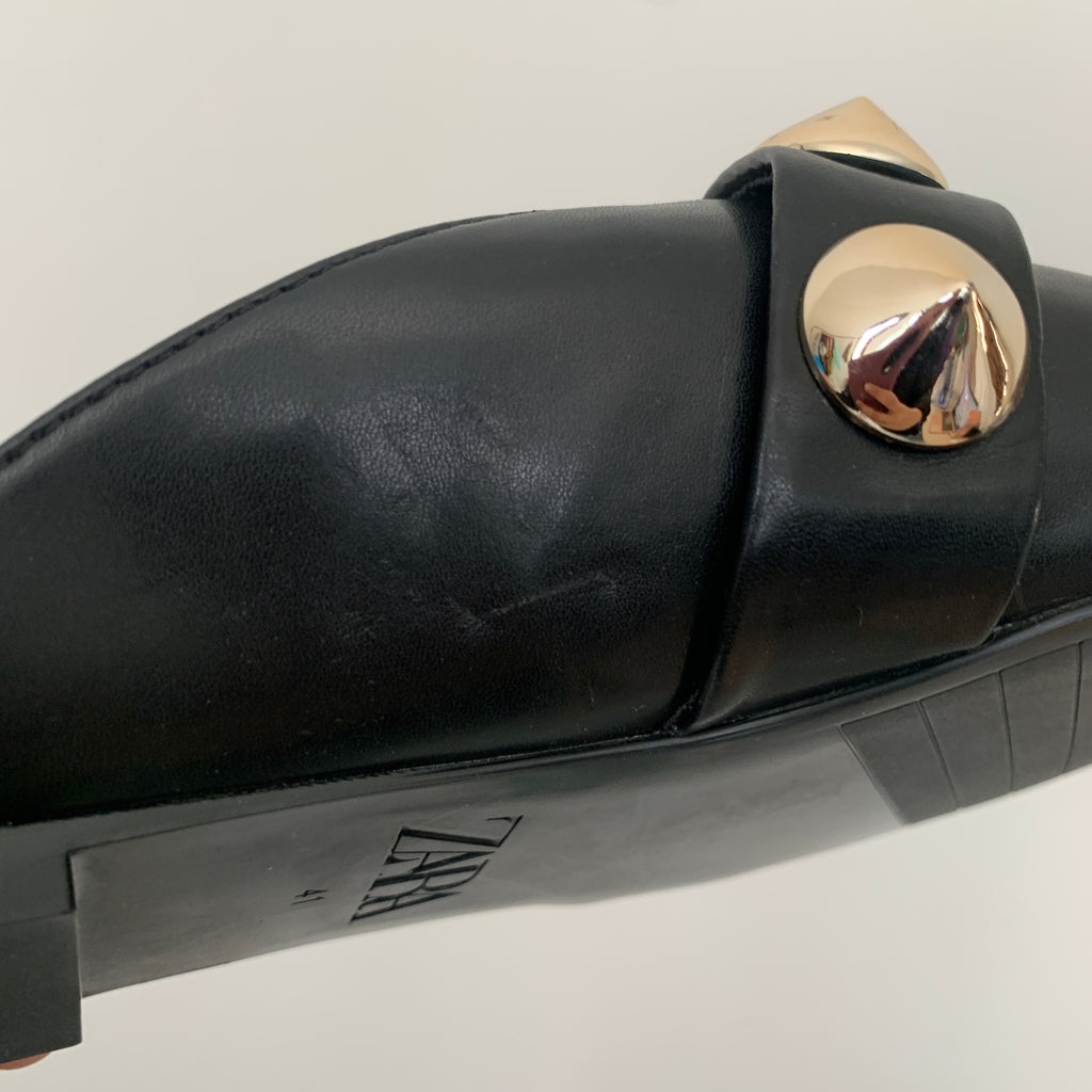 ZARA Black Studded Mules | Brand New |