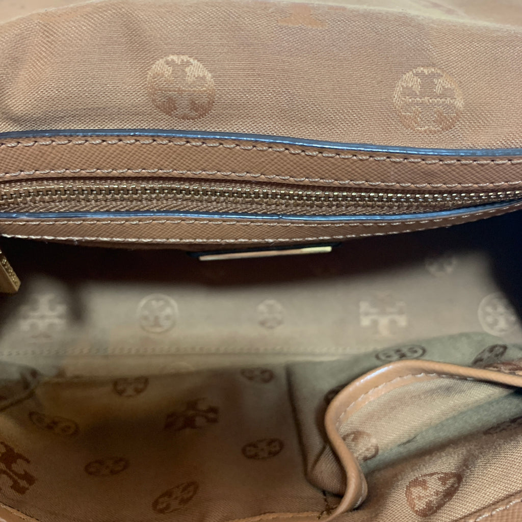 Tory Burch Tan & Cream Leather 'Robinson' Shoulder Bag | Pre Loved |