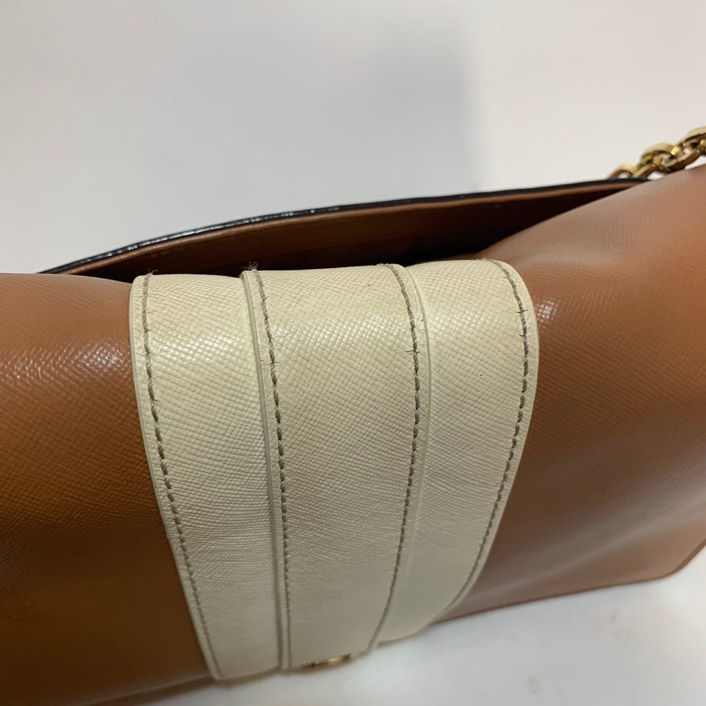 Tory Burch Tan & Cream Leather 'Robinson' Shoulder Bag | Pre Loved |