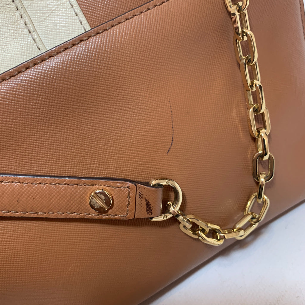 Tory Burch Tan & Cream Leather 'Robinson' Shoulder Bag | Pre Loved |