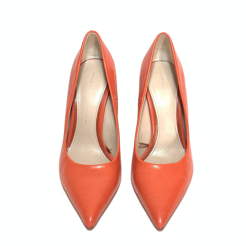 ZARA Orange Pointed Pumps | Gently Used |