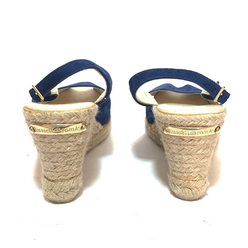 Russel & Bromley Navy Suede & Jute 'Candyfloss' Peep Toe Espadrilles | Gently Used |
