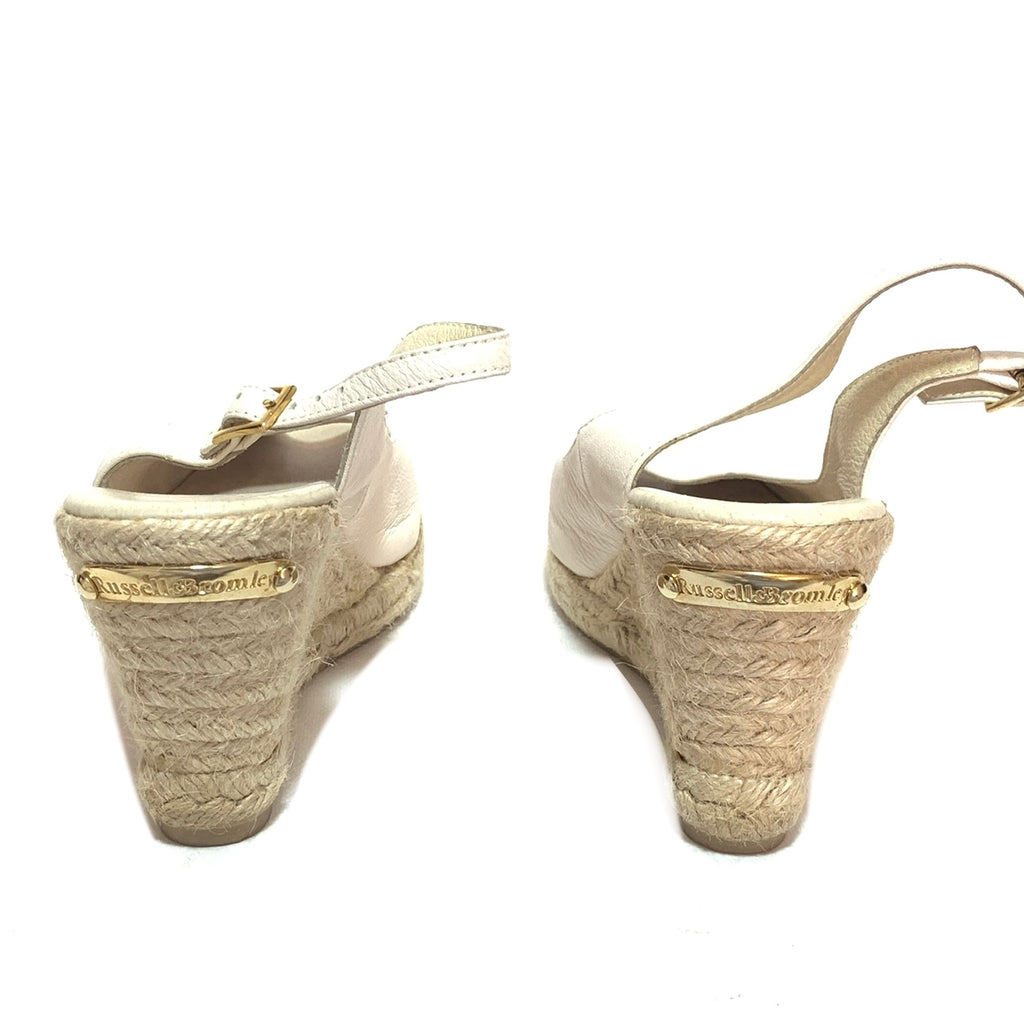 Russel & Bromley Cream Leather & Jute 'Candyfloss' Peep Toe Espadrilles | Gently Used |