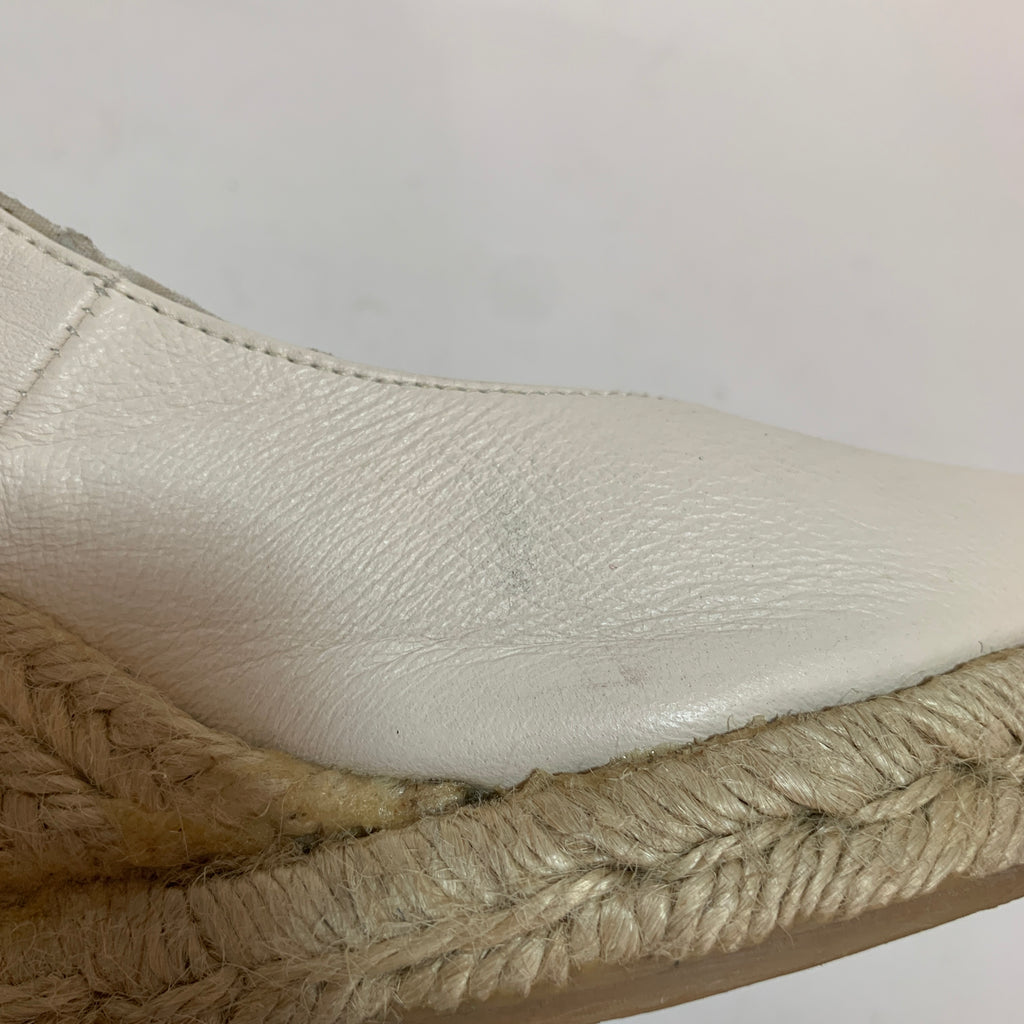 Russel & Bromley Cream Leather & Jute 'Candyfloss' Peep Toe Espadrilles | Gently Used |