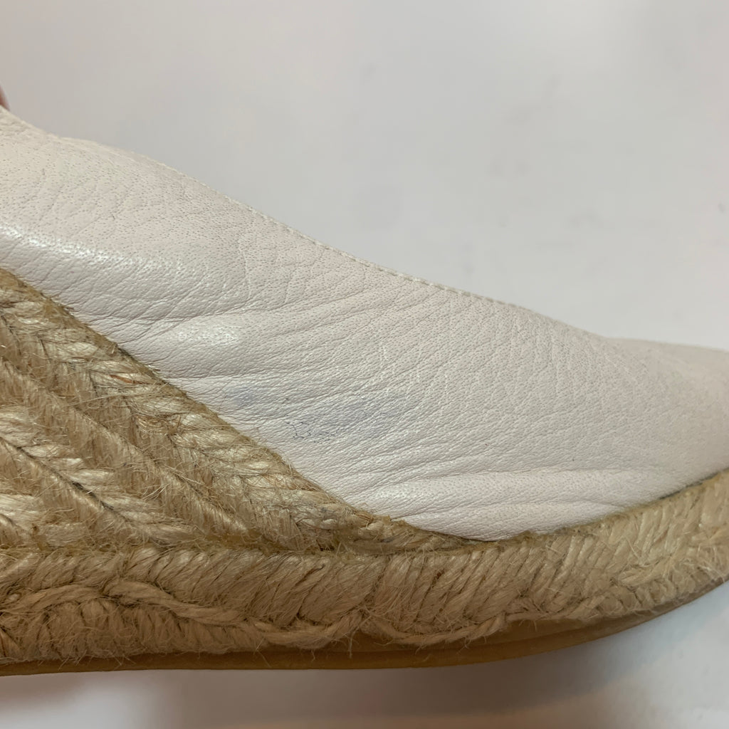 Russel & Bromley Cream Leather & Jute 'Candyfloss' Peep Toe Espadrilles | Gently Used |