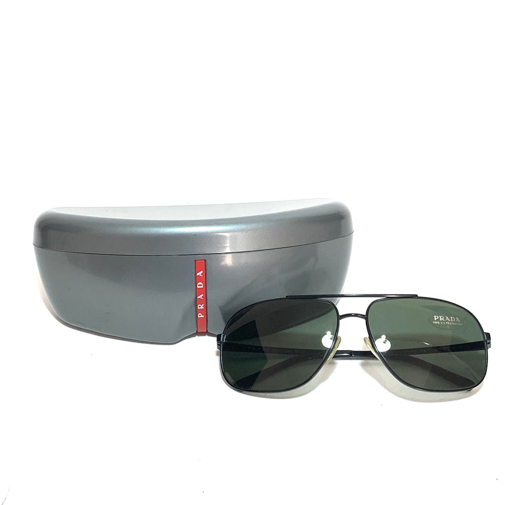 Prada SPR53M Black Metal Unisex Sunglasses | Like New |