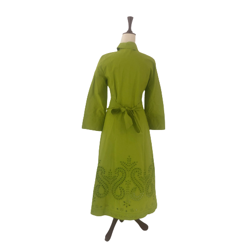 ZARA Lime Green Collared Cut-work Dress | Gently Used |