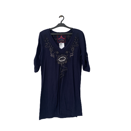 JW Los Angeles Blue Floral Embroidered Top
