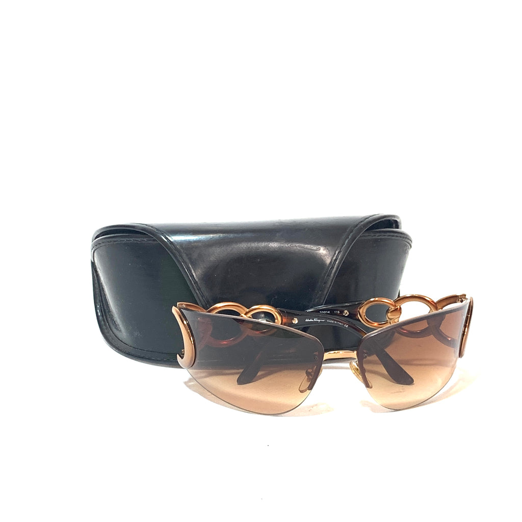 Salvatore Ferragamo 1141-B Rimless Brown Sunglasses | Gently Used |