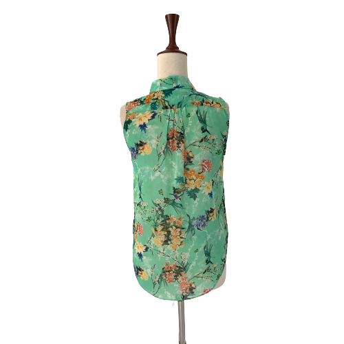 ZARA Sleeveless Green Printed Top | Gently Used |