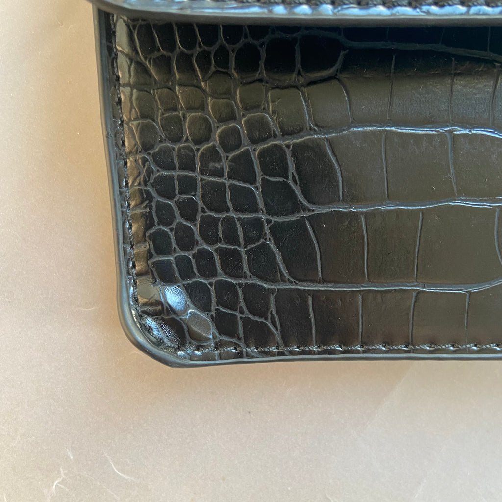 ZARA Black Croc Textured Convertible Clutch | Brand New |