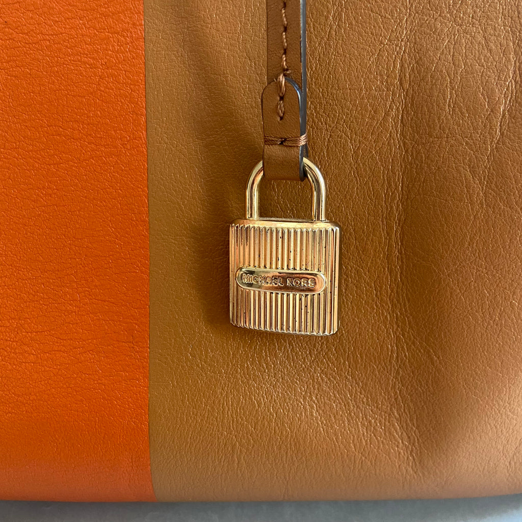 Michael Kors Tan and Orange 'Mercer' Dome Satchel | Pre Loved |
