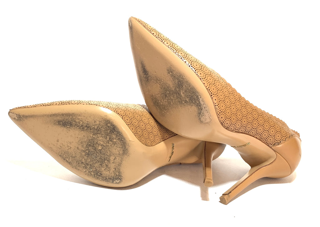 Salvatore Ferragamo Tan Laser Cut 'Susi' Pumps | Pre Loved |