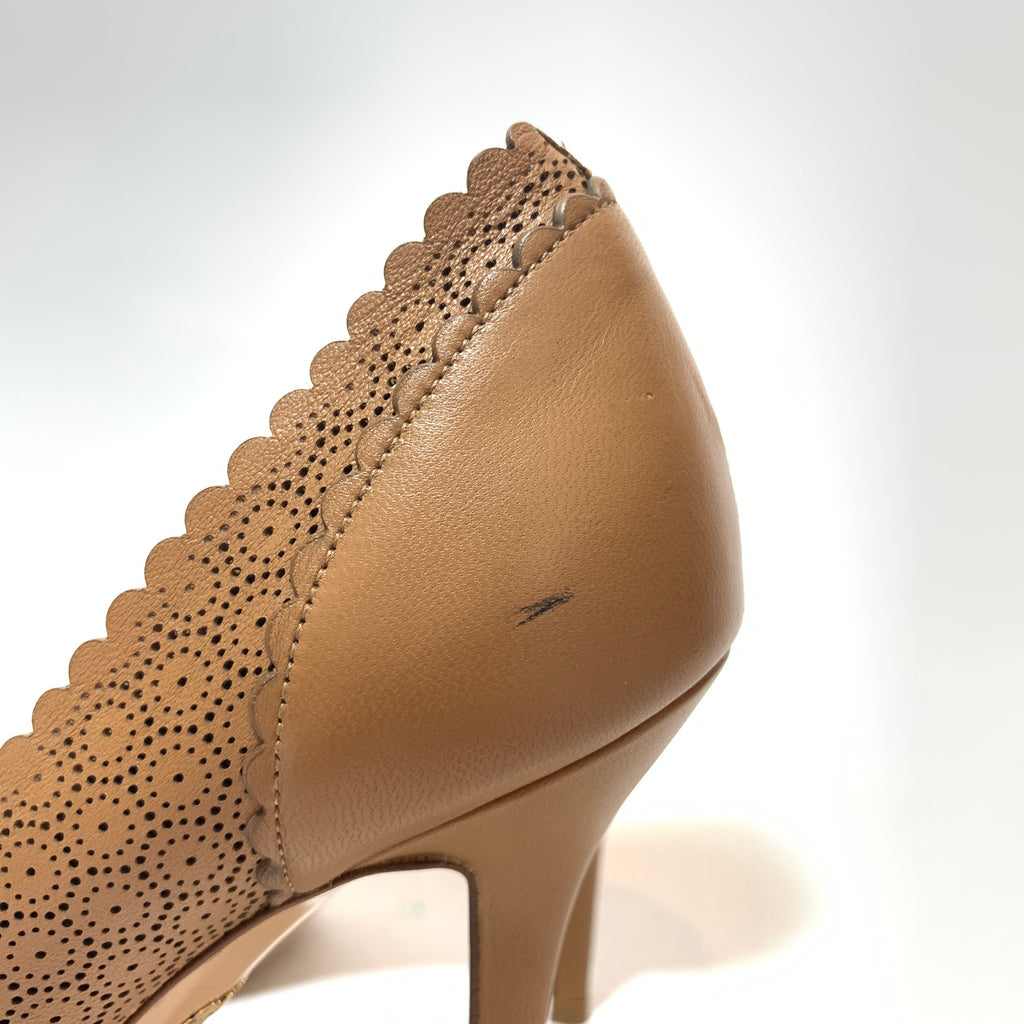 Salvatore Ferragamo Tan Laser Cut 'Susi' Pumps | Pre Loved |