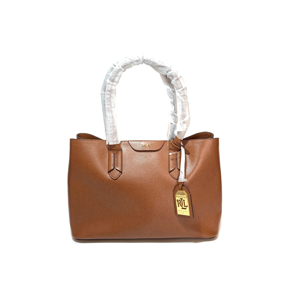 Lauren Ralph Lauren Tan Leather City Shopper Tote | Brand New |