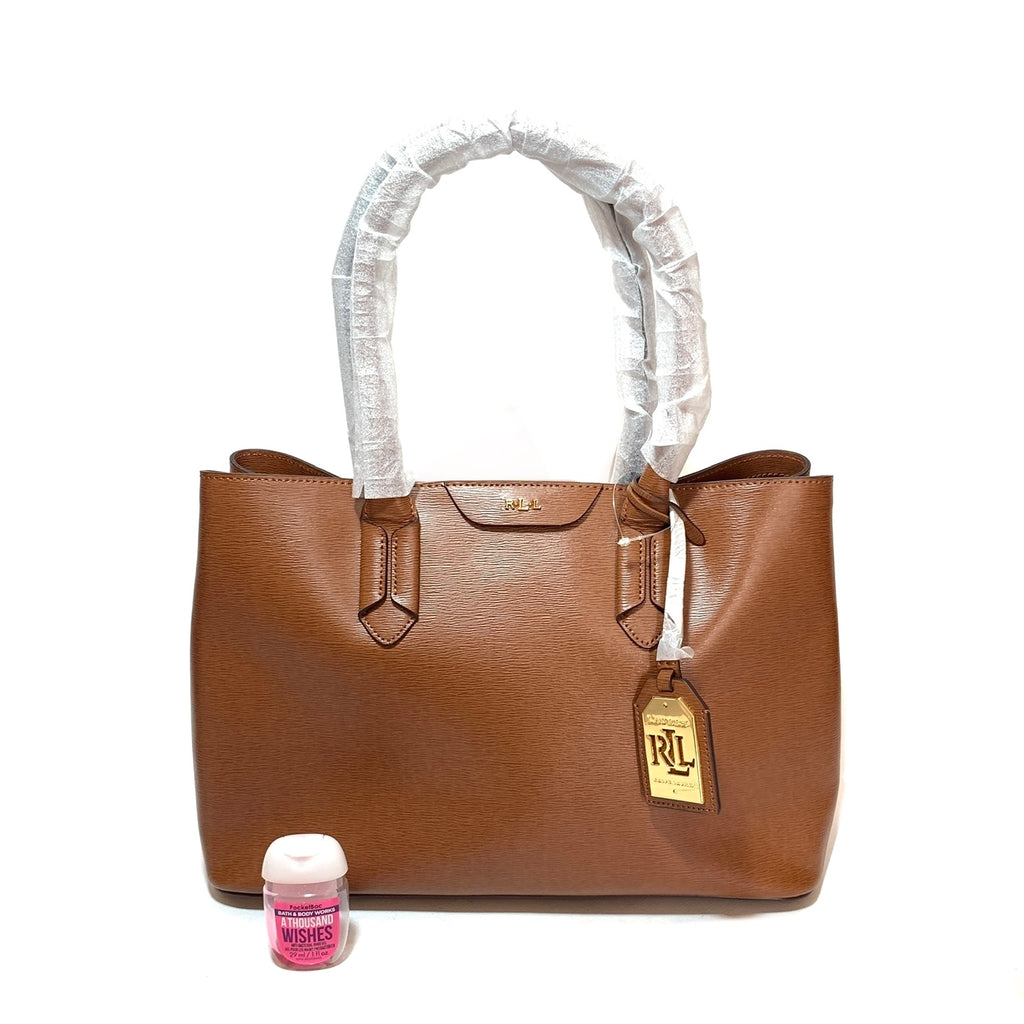 Lauren Ralph Lauren Tan Leather City Shopper Tote | Brand New |