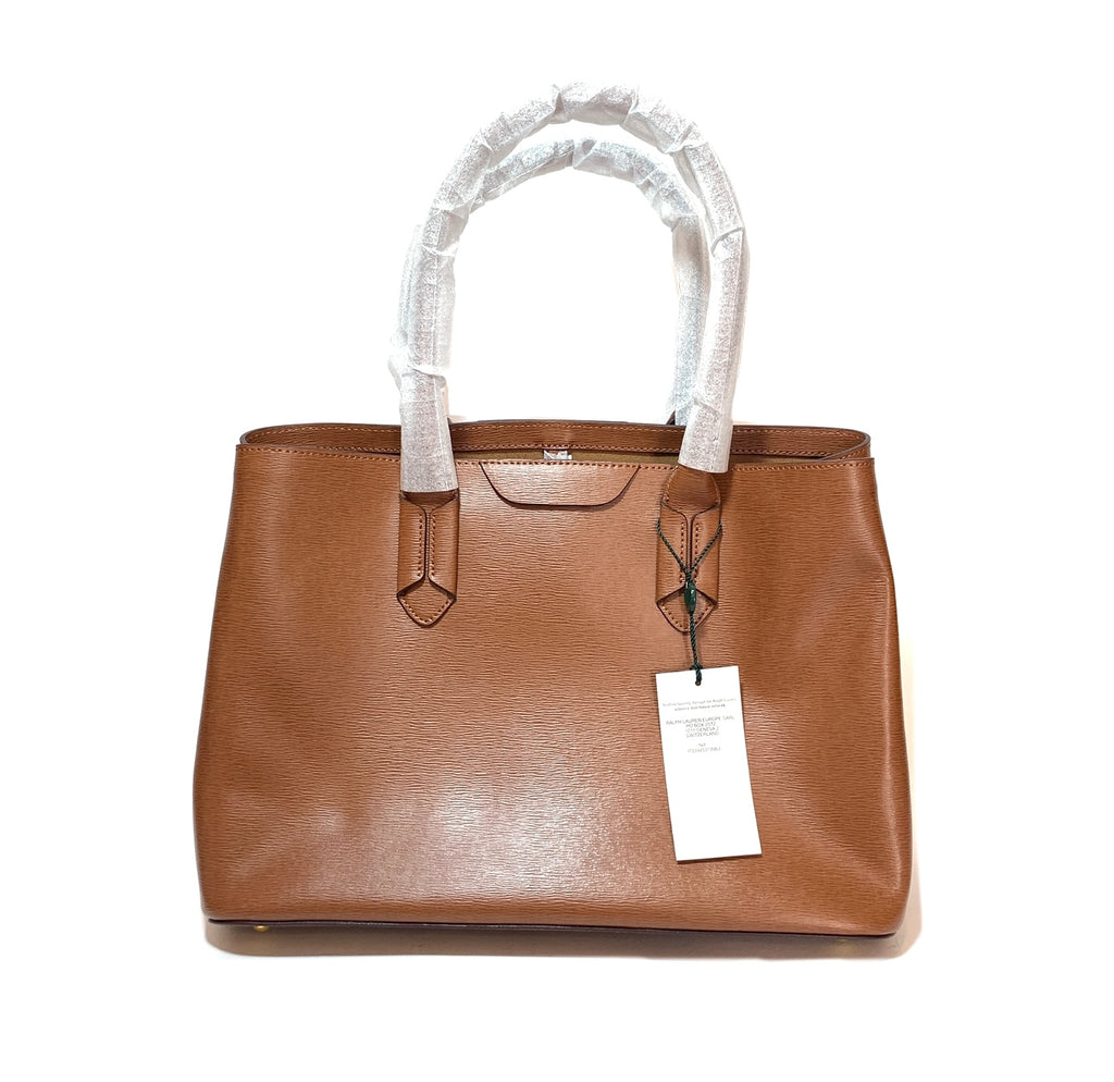 Lauren Ralph Lauren Tan Leather City Shopper Tote | Brand New |