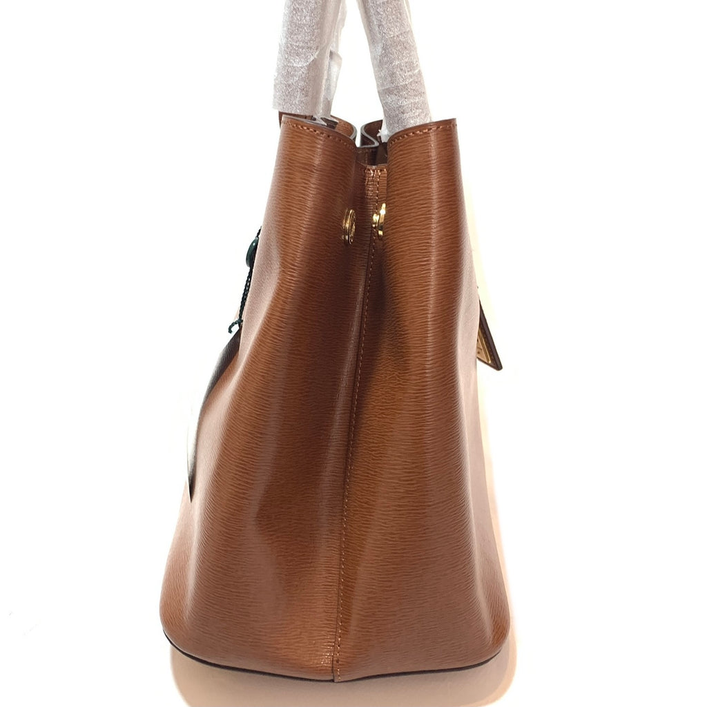 Lauren Ralph Lauren Tan Leather City Shopper Tote | Brand New |