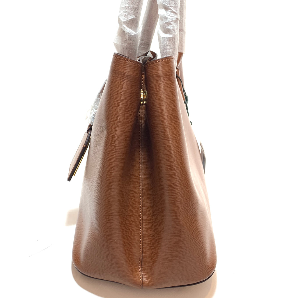 Lauren Ralph Lauren Tan Leather City Shopper Tote | Brand New |