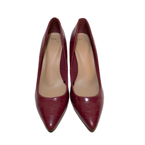 Marks & Spencer Maroon Croc Embossed Pumps | Brand New |