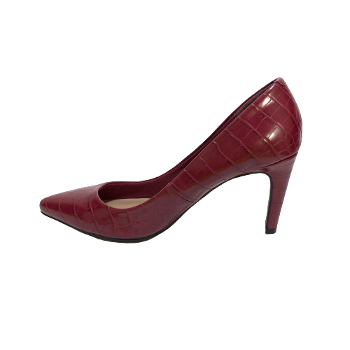 Marks & Spencer Maroon Croc Embossed Pumps | Brand New |
