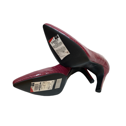 Marks & Spencer Maroon Croc Embossed Pumps | Brand New |