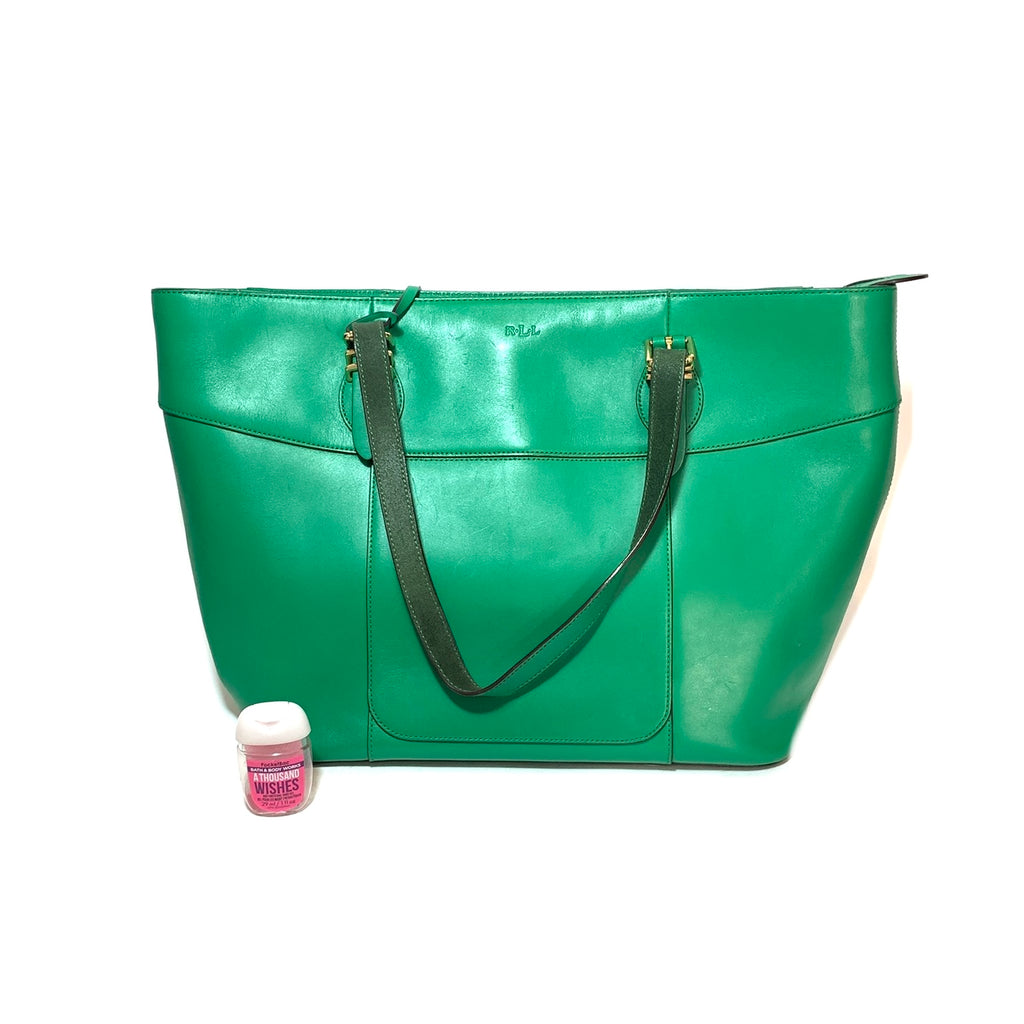Lauren Ralph Lauren Green Leather Tote | Pre Loved |