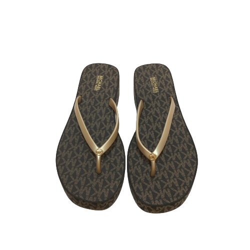 Michael Kors 'Lilo' Monogram Wedge Flip Flops | Brand New |