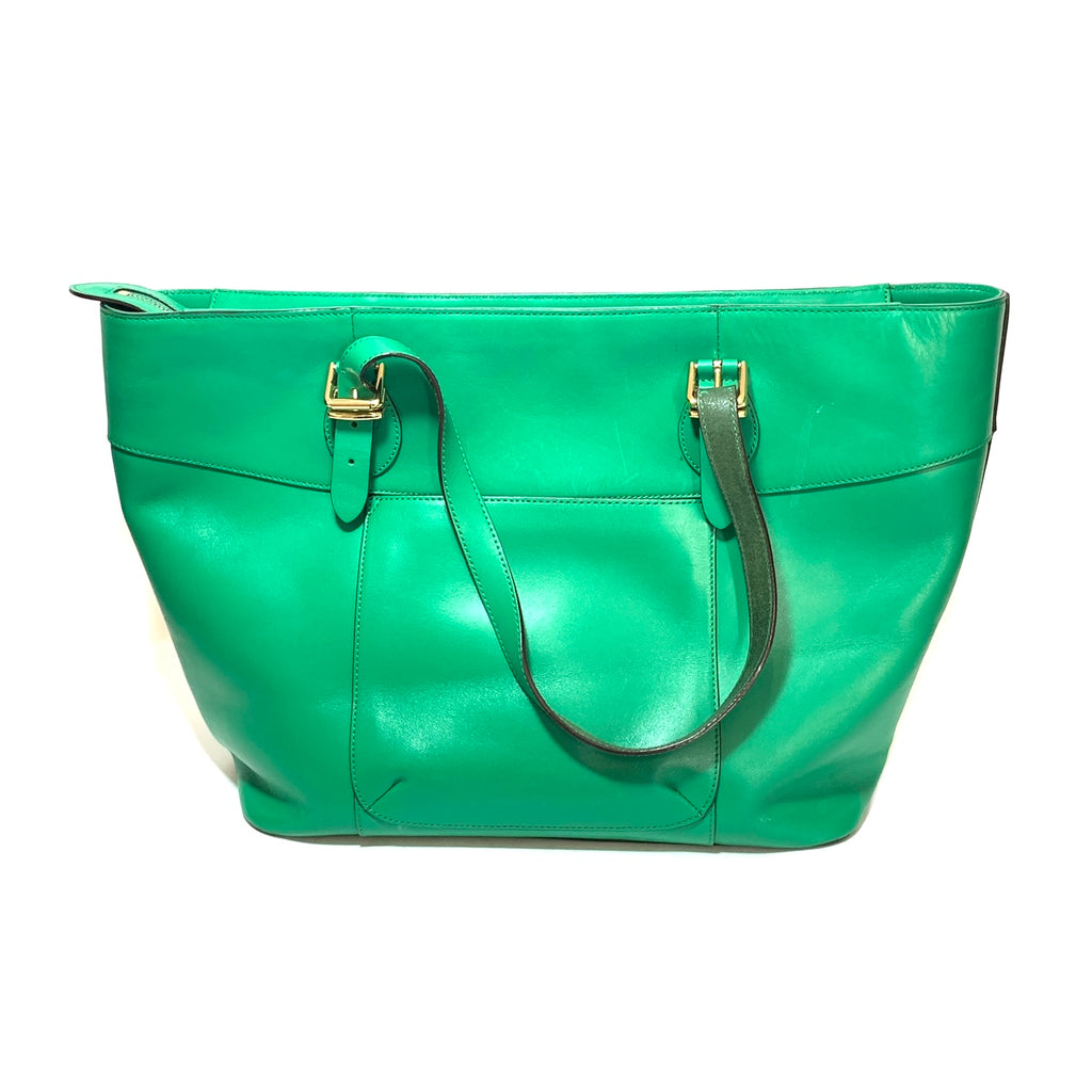 Lauren Ralph Lauren Green Leather Tote | Pre Loved |