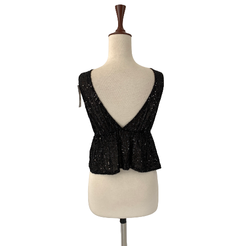 Pull & Bear Black Sequins Crop Top | Brand New |