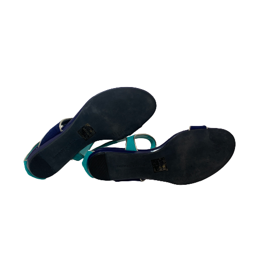 Charles & Keith Two-toned Blue Flat Sandals | Pre Loved |