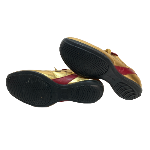 Hogan Gold & Maroon Leather Sneakers | Pre Loved |