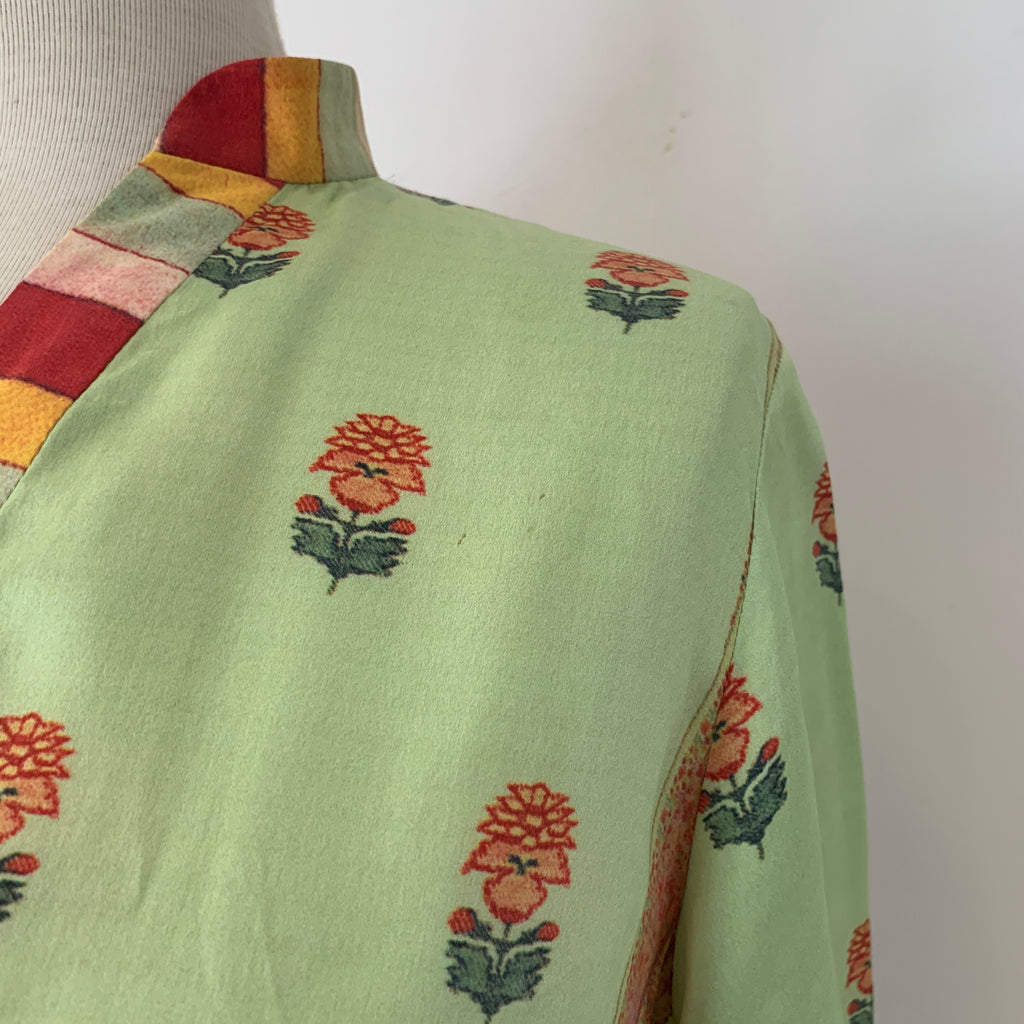 Misha Lakhani Mint Green Digital Print Silk Kameez | Pre Loved |