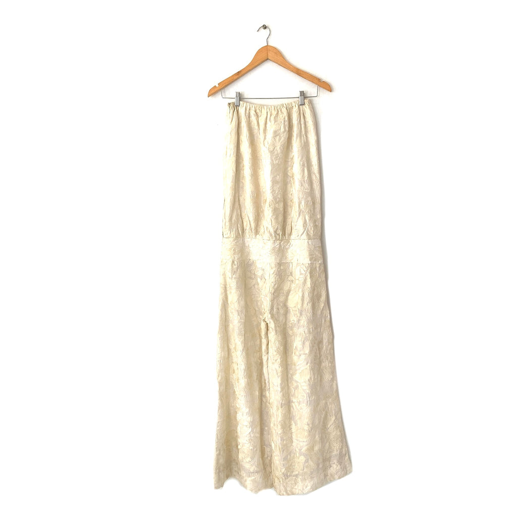 Sania Maskatiya Cream Embroidered Strapless Jumpsuit | Gently Used |