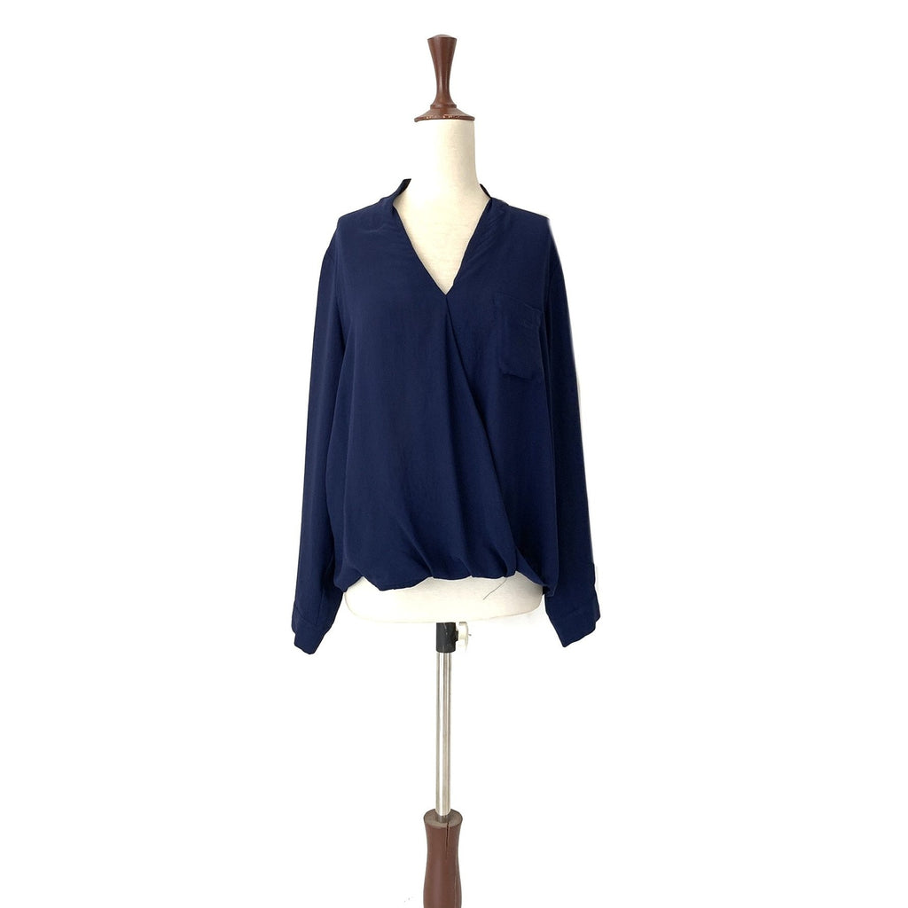 TopShop Navy Blue Cross-Over Blouse | Pre Loved |