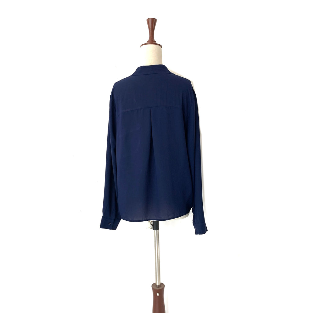 TopShop Navy Blue Cross-Over Blouse | Pre Loved |