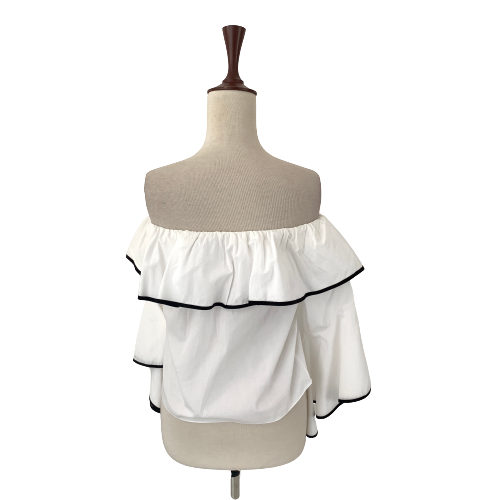 ZARA White Off-shoulder Ruffled Top | Gently Used |