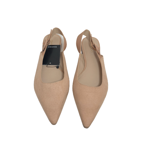 Mango Light Pink Nude Pointed Slingback Flats | Brand New |