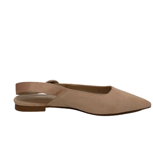 Mango Light Pink Nude Pointed Slingback Flats | Brand New |