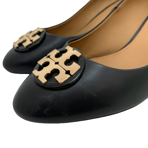 Tory Burch Black 'Claire' Leather Wedges | Pre Loved |