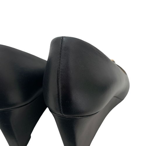 Tory Burch Black 'Claire' Leather Wedges | Pre Loved |