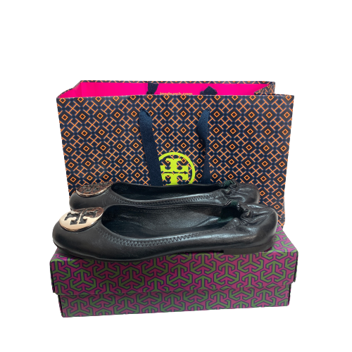 Tory Burch Black Leather REVA Ballet Flats | Pre Loved |