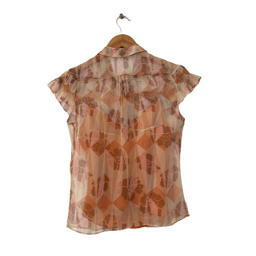 Nicole Farhi Peach Sheer Blouse | Gently Used |