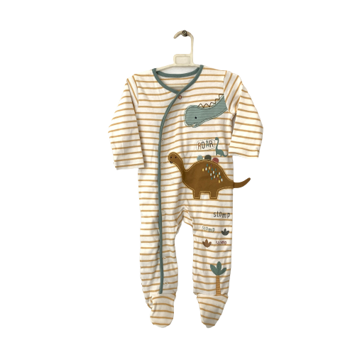 Nutmeg Striped Dinosaur Romper | Brand New |