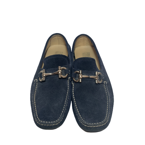 Salvatore Ferragamo Blue Suede Men's Loafers | Pre Loved |