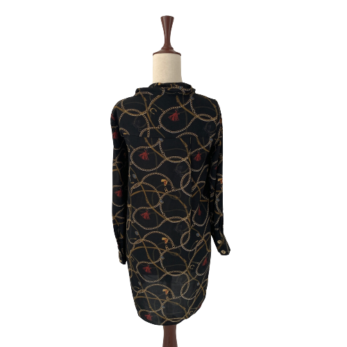 ZARA Black Sheer Chain Print Top | Pre Loved |