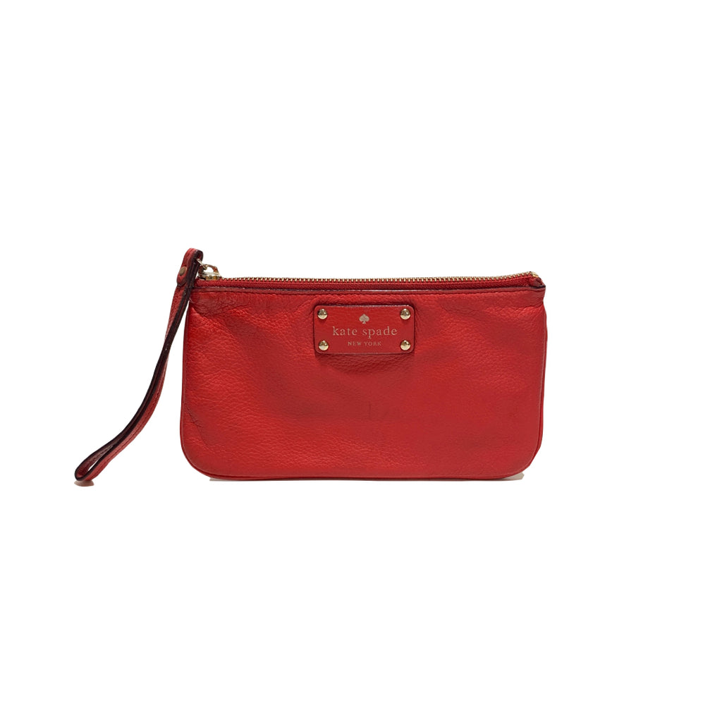 Kate Spade Red Leather Wristlet | Pre Loved |