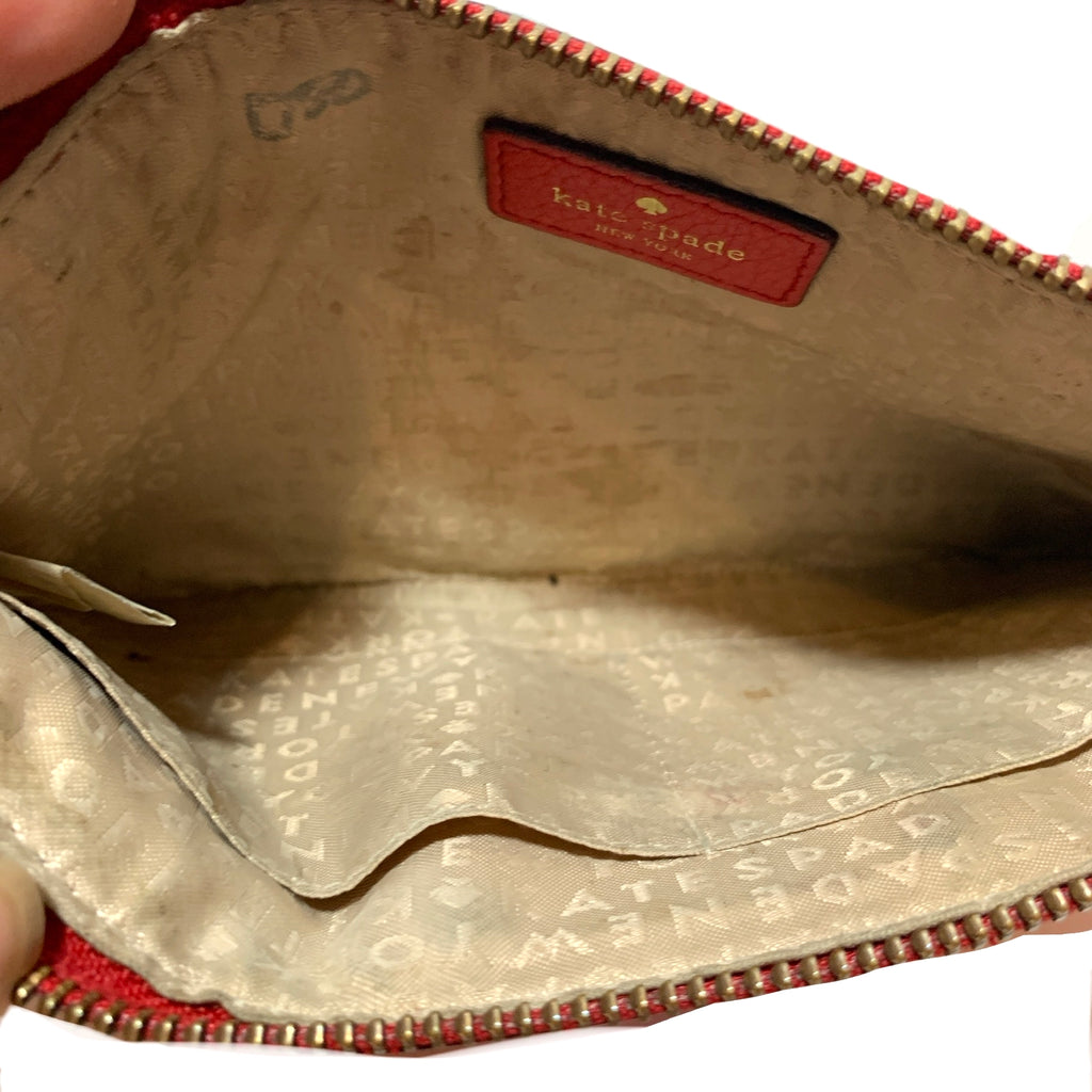 Kate Spade Red Leather Wristlet | Pre Loved |